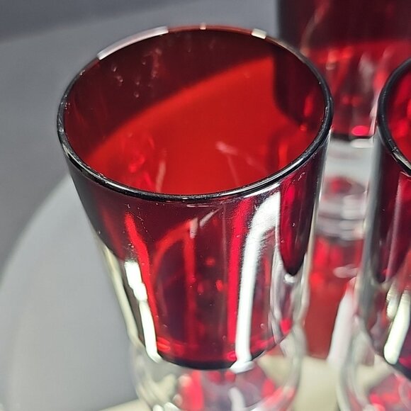 Set of 4 Luminarc Arcoroc Cavalier Of France Ruby Red Cordial Glasses - Picture 5 of 7